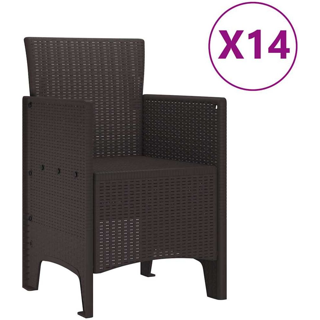 Trädgårdsmatgrupp 15 pcs Brun Rotting vidaXL Stor – bild 5