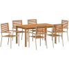 Trädgårdsmatgrupp 7 pcs Beige Plast, Trä vidaXL 150 x 90 x 74 cm – miniatyr 2