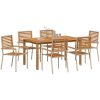 Trädgårdsmatgrupp 7 pcs Beige Plast, Trä vidaXL 150 x 90 x 74 cm – miniatyr 3