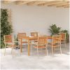 Trädgårdsmatgrupp 7 pcs Beige Plast, Trä vidaXL 150 x 90 x 74 cm – miniatyr 4
