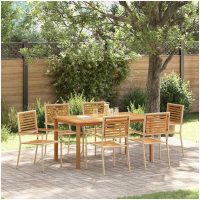 Trädgårdsmatgrupp 7 pcs Beige Plast, Trä vidaXL