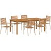 Trädgårdsmatgrupp 7 pcs Beige Trä, metall vidaXL 200 x 100 x 74 cm – miniatyr 2