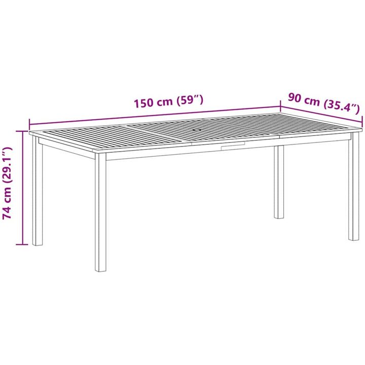 Trädgårdsmatgrupp 7 pcs Beige Trä, metall vidaXL 200 x 100 x 74 cm – bild 11