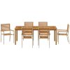 Trädgårdsmatgrupp 7 pcs Beige Trä, metall vidaXL 200 x 100 x 74 cm – miniatyr 7