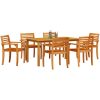 Trädgårdsmatgrupp 7 pcs Brun Massivt akaciaträ vidaXL 150 x 90 x 74 cm – miniatyr 3
