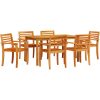 Trädgårdsmatgrupp 7 pcs Brun Solid akaciaträ vidaXL 140 x 80 x 74 cm – miniatyr 2