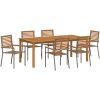 Trädgårdsmatgrupp 7 pcs Grå Metall & Trä vidaXL 200 x 100 x 74 cm – miniatyr 2