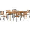 Trädgårdsmatgrupp 7 pcs Grå Metall & Trä vidaXL 200 x 100 x 74 cm – miniatyr 3