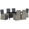Trädgårdsmatgrupp 7 pcs Grå PE rotting vidaXL 200 x 80 x 73 cm – miniatyr 2
