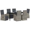Trädgårdsmatgrupp 7 pcs Grå PE rotting vidaXL 200 x 80 x 73 cm – miniatyr 3