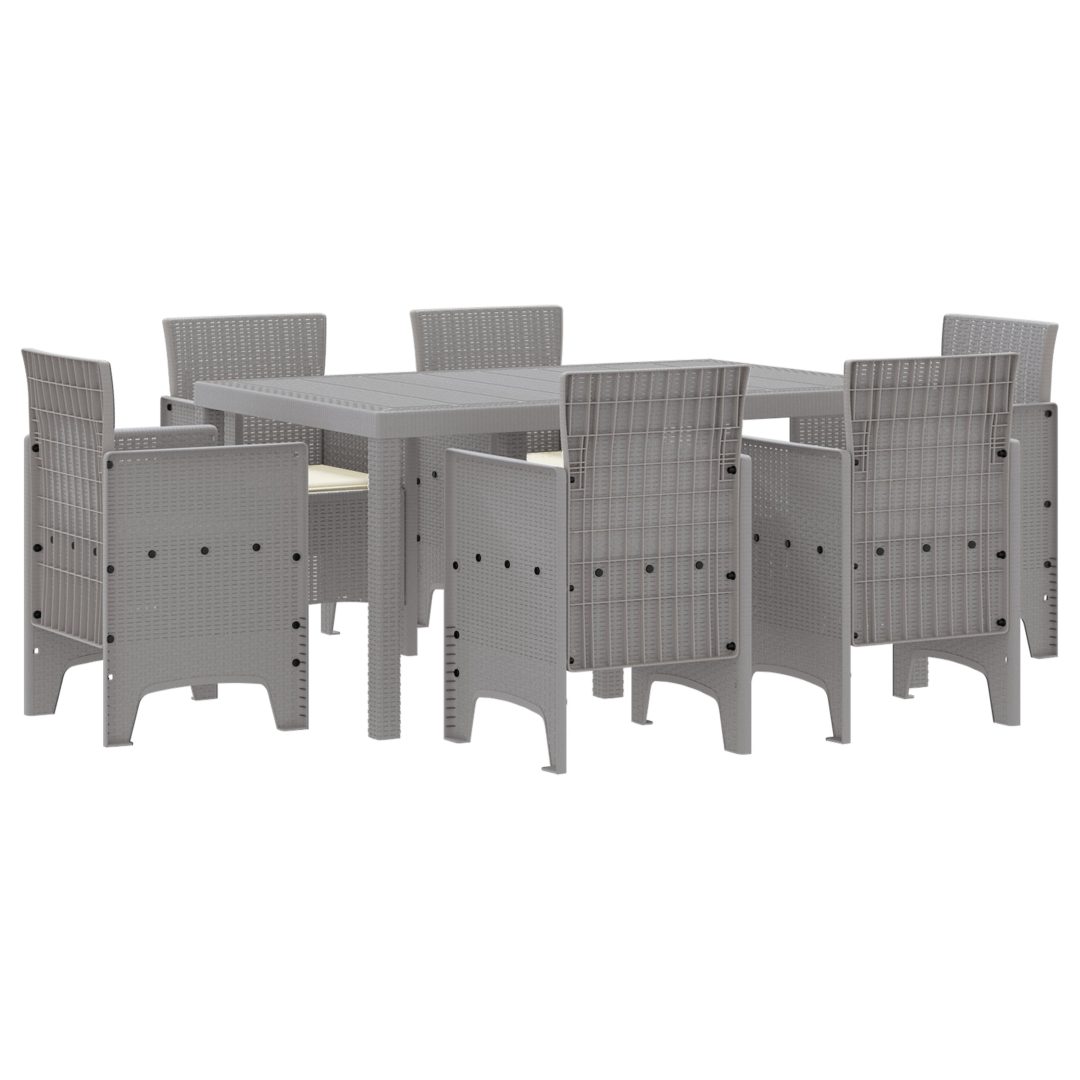 Trädgårdsmatgrupp 7 pcs Ljusgrå vidaXL 150 x 100 x 73 cm – bild 2