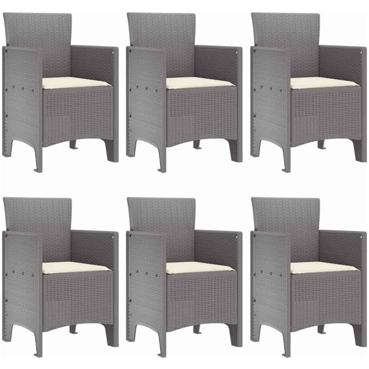 Trädgårdsmatgrupp 7 pcs Ljusgrå vidaXL 150 x 100 x 73 cm – bild 4