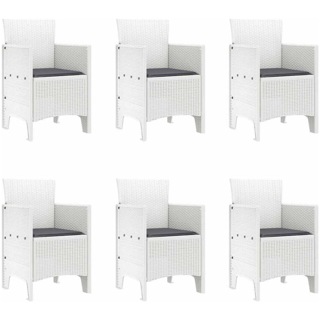 Trädgårdsmatgrupp 7 pcs Vit PE Rattan vidaXL 200 x 100 x 73 cm – bild 5