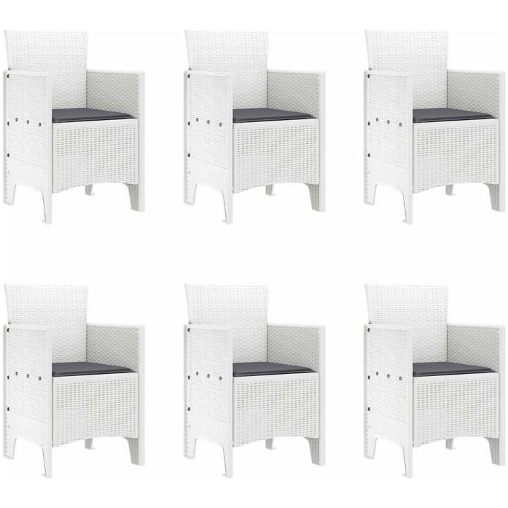 Trädgårdsmatgrupp 7 pcs Vit PE Rattan vidaXL 200 x 100 x 73 cm – bild 5