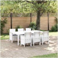 Trädgårdsmatgrupp 7 pcs Vit PE Rattan vidaXL