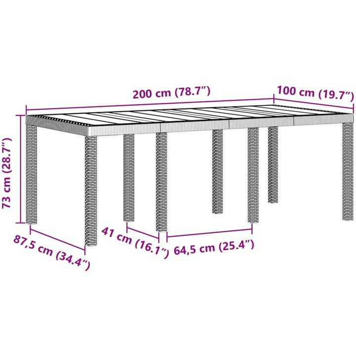 Trädgårdsmatgrupp 9 pcs Vit Poly Rattan, Glas vidaXL 200 x 100 x 73 cm – bild 12