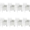 Trädgårdsmatgrupp 9 pcs Vit Poly Rattan, Glas vidaXL 200 x 100 x 73 cm – miniatyr 4