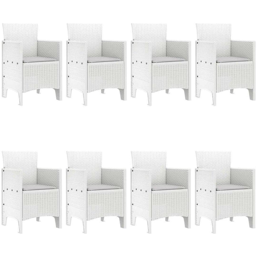 Trädgårdsmatgrupp 9 pcs Vit Poly Rattan, Glas vidaXL 200 x 100 x 73 cm – bild 4