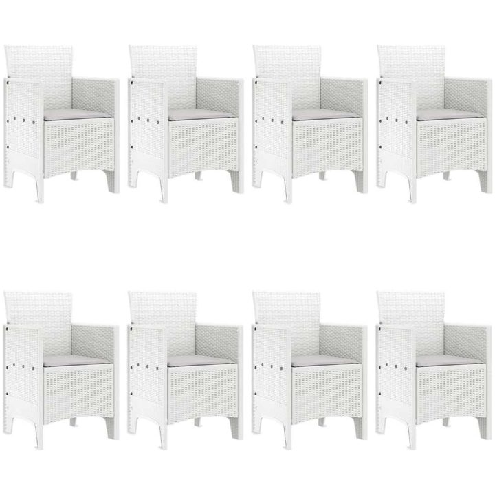 Trädgårdsmatgrupp 9 pcs Vit Poly Rattan, Glas vidaXL 200 x 100 x 73 cm – bild 4