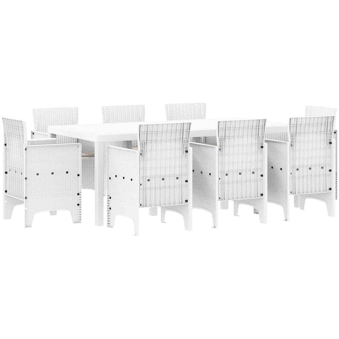 Trädgårdsmatgrupp 9 pcs Vit Rotting & Glas vidaXL 200 x 100 x 73 cm – bild 2