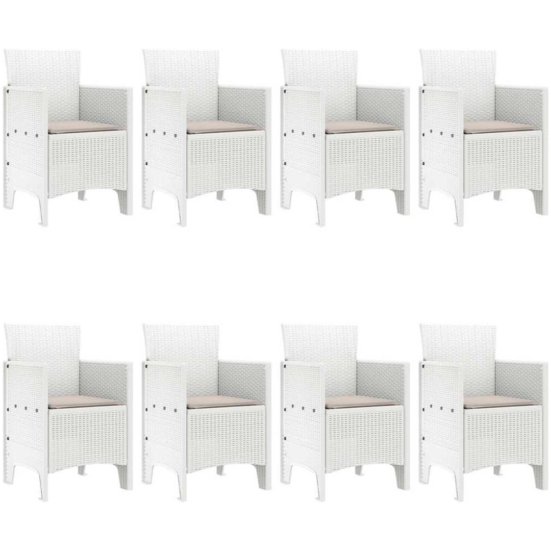 Trädgårdsmatgrupp 9 pcs Vit Rotting & Glas vidaXL 200 x 100 x 73 cm – bild 4
