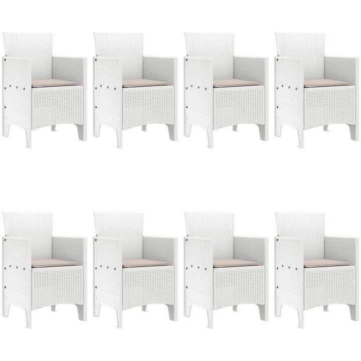 Trädgårdsmatgrupp 9 pcs Vit Rotting & Glas vidaXL 200 x 100 x 73 cm – bild 4