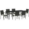 Trädgårdsmatgrupp med kudde 7 pcs Svart vidaXL 200 x 80 x 73 cm – miniatyr 2