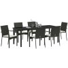 Trädgårdsmatgrupp med kudde 7 pcs Svart vidaXL 200 x 80 x 73 cm – miniatyr 3