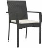 Trädgårdsmatgrupp med kudde 7 pcs Svart vidaXL 200 x 80 x 73 cm – miniatyr 5