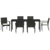 Trädgårdsmatgrupp med kudde 7 pcs Svart vidaXL 200 x 80 x 73 cm – miniatyr 6