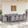Trädgårdsmatsal 11 pcs Ljusgrå Konstrotting vidaXL 250 x 100 x 73 cm – miniatyr 3
