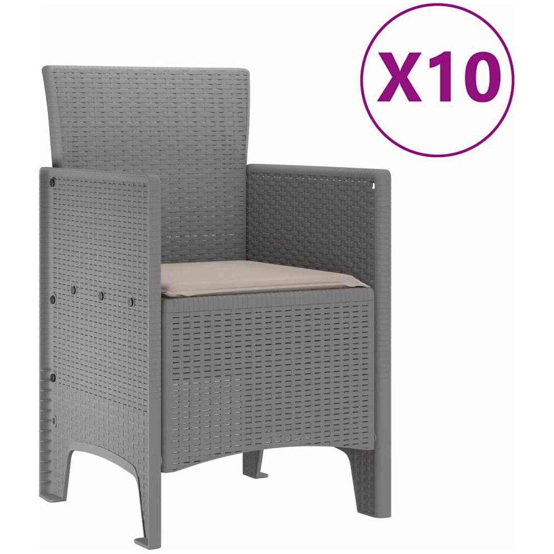 Trädgårdsmatsal 11 pcs Ljusgrå Konstrotting vidaXL 250 x 100 x 73 cm – bild 5