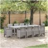 Trädgårdsmatsal 11 pcs Ljusgrå Konstrotting vidaXL 250 x 100 x 73 cm – miniatyr 1