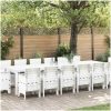 Trädgårdsmatsal 15 pcs Vit Plast-rattan och metall vidaXL Large – miniatyr 1