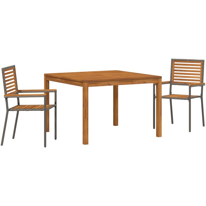 Trädgårdsmatsal 3 pcs Grå vidaXL 110 x 110 x 75 cm – bild 2