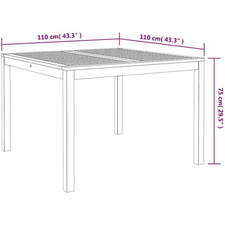 Trädgårdsmatsal 3 pcs Grå vidaXL 110 x 110 x 75 cm – bild 11