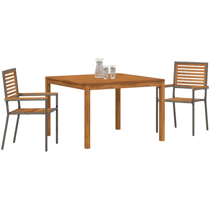 Trädgårdsmatsal 3 pcs Grå vidaXL 110 x 110 x 75 cm – bild 3