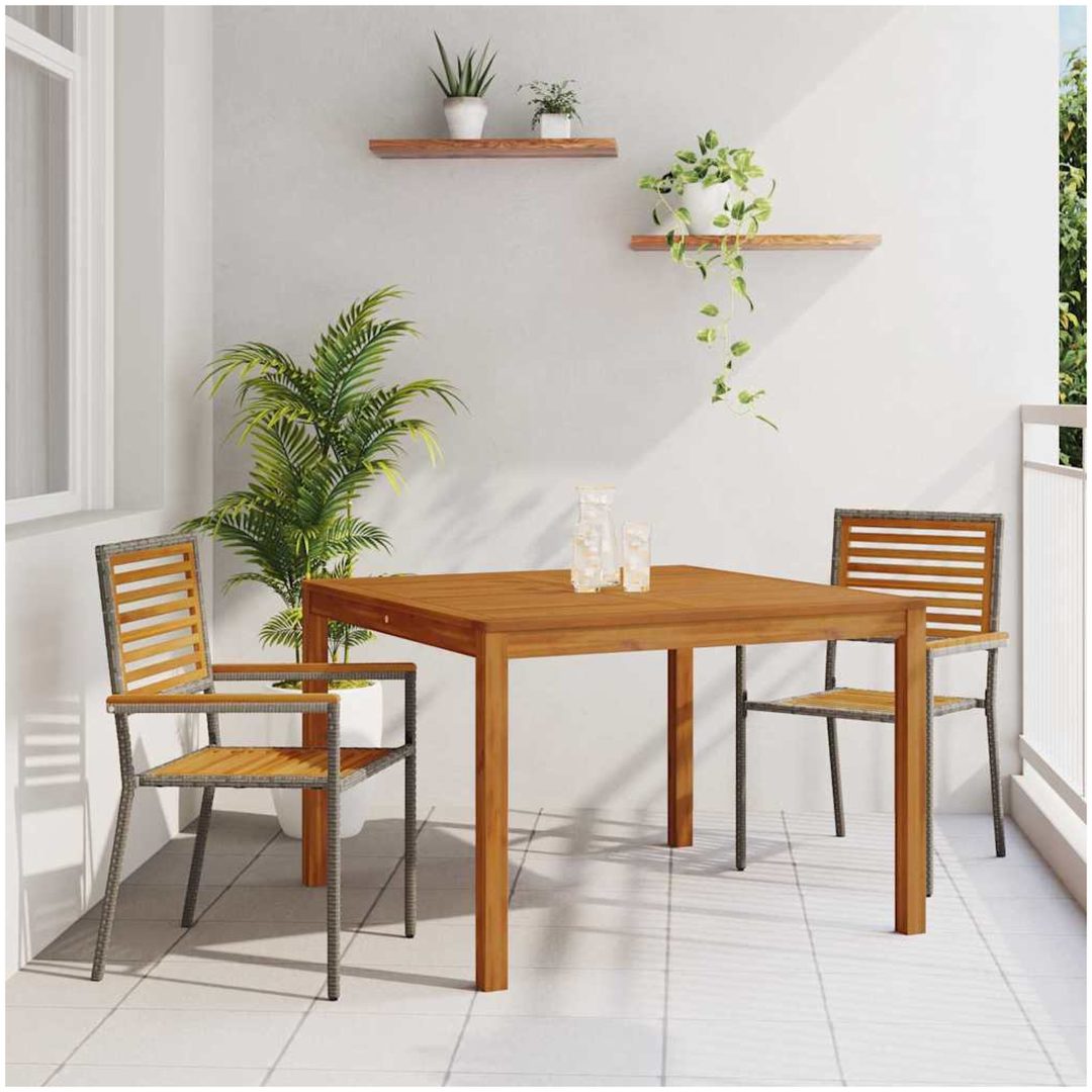 Trädgårdsmatsal 3 pcs Grå vidaXL 110 x 110 x 75 cm