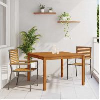 Trädgårdsmatsal 3 pcs Grå vidaXL