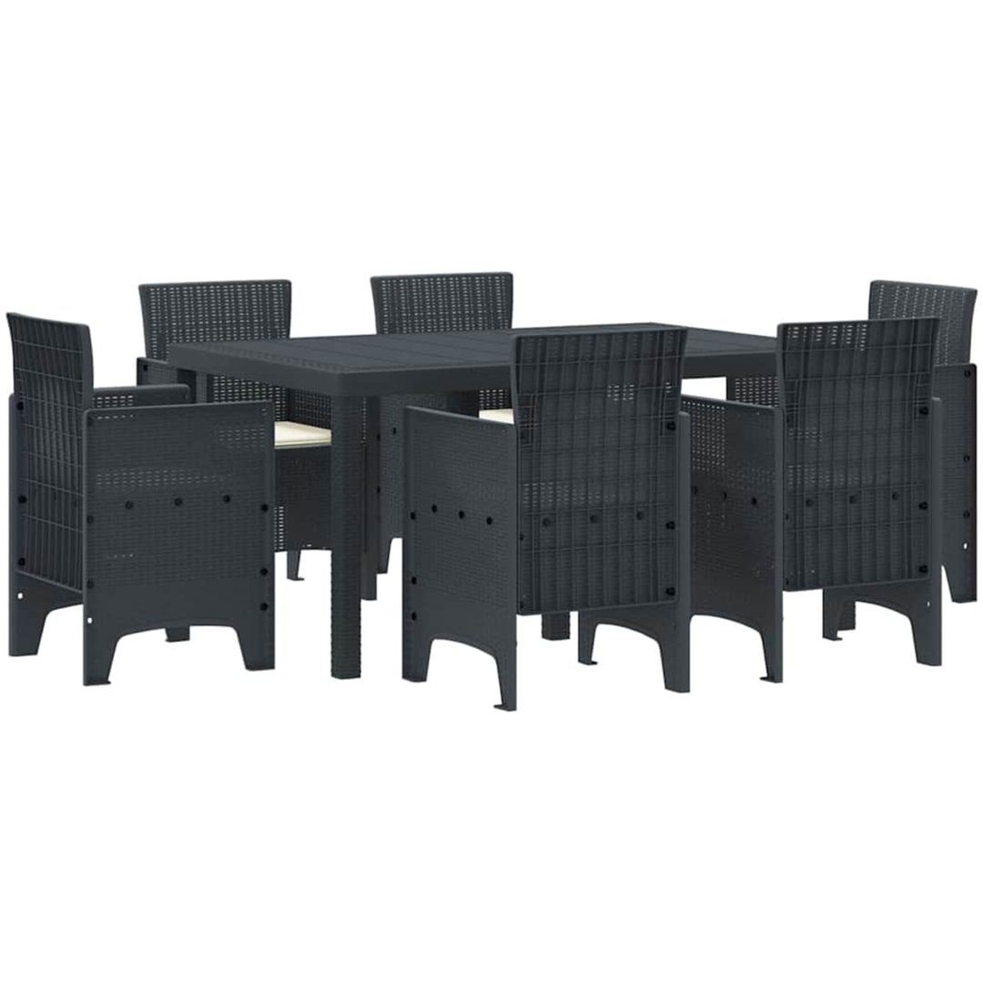 Trädgårdsmatsal 7 pcs Antracit PE Rattan vidaXL 150 x 100 x 73 cm – bild 2