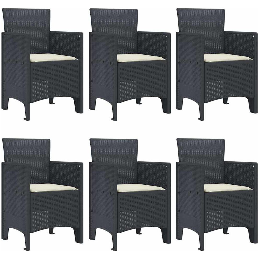 Trädgårdsmatsal 7 pcs Antracit PE Rattan vidaXL 150 x 100 x 73 cm – bild 4