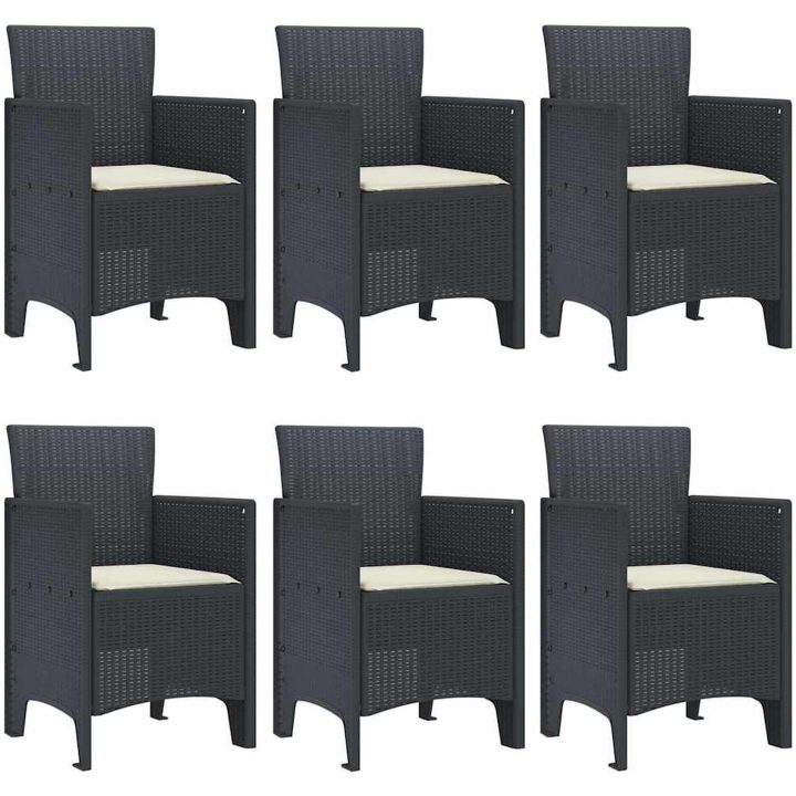 Trädgårdsmatsal 7 pcs Antracit PE Rattan vidaXL 150 x 100 x 73 cm – bild 4