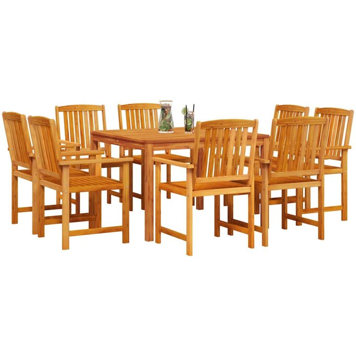 Trädgårdsmatsal 9 pcs Naturligt trä vidaXL 180 x 90 x 75 cm – bild 3