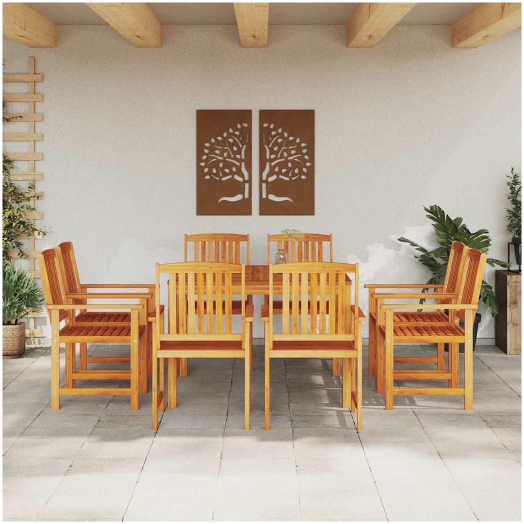 Trädgårdsmatsal 9 pcs Naturligt trä vidaXL 180 x 90 x 75 cm – bild 4
