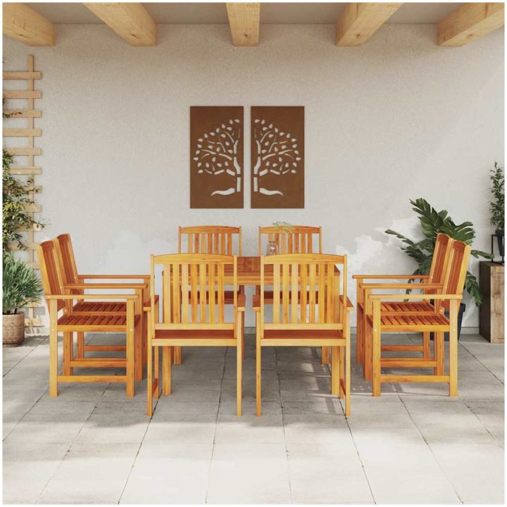 Trädgårdsmatsal 9 pcs Naturligt trä vidaXL 180 x 90 x 75 cm – bild 4