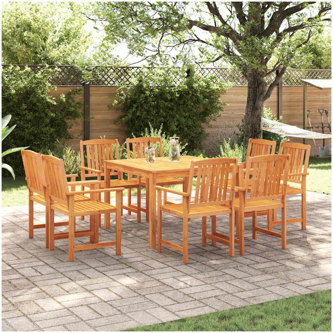 Trädgårdsmatsal 9 pcs Naturligt trä vidaXL 180 x 90 x 75 cm