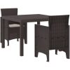 Trädgårdsmatsals-set 3 pcs Brun Polypropylen vidaXL 100 x 100 x 73 cm – miniatyr 2