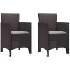 Trädgårdsmatsals-set 3 pcs Brun Polypropylen vidaXL 100 x 100 x 73 cm – miniatyr 5