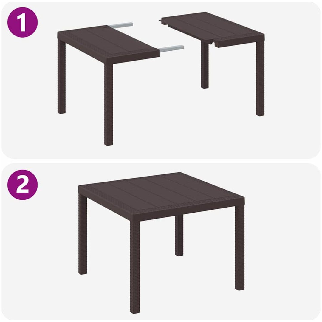 Trädgårdsmatsals-set 3 pcs Brun Polypropylen vidaXL 100 x 100 x 73 cm – bild 9