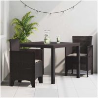 Trädgårdsmatsals-set 3 pcs Brun Polypropylen vidaXL